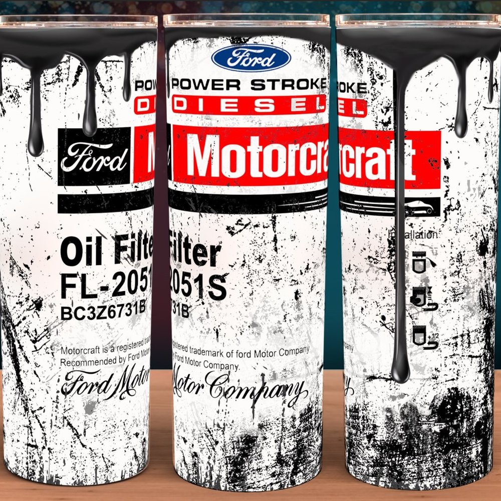 Ford Motorcraft FL-2051S Oil Filter Distressed Cup Mug Tumbler 20oz